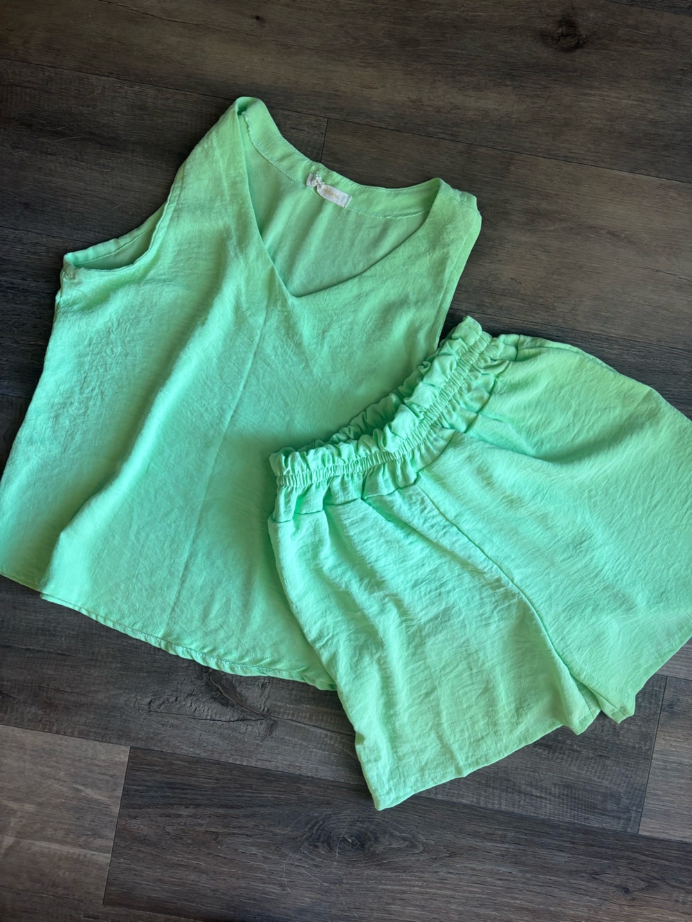 Myllena Mint Green Elastic-Waist Tank Top and Short Set